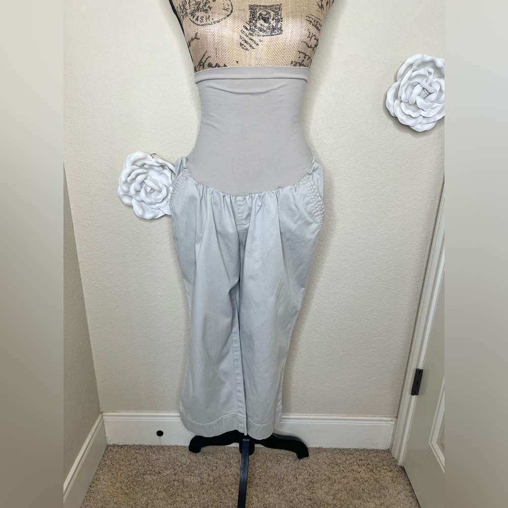 Oh Baby by Motherhood Maternity Capri Pants Light Khaki Full Panel Size L
